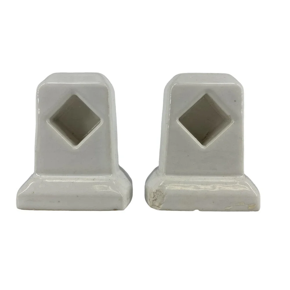 Vintage Ceramic Towel Bar Brackets for Square Rod Bathroom Restoration